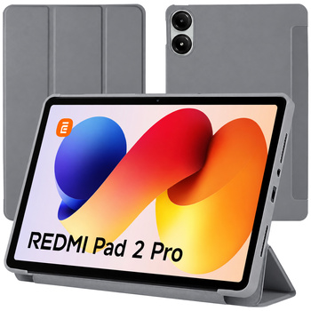 Etui do Redmi Pad 2 Pro 12.1 2025 z klapką i podstawką - szare
