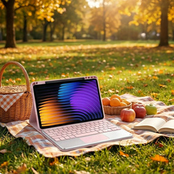 Etui z klawiaturą do Xiaomi Pad 7 / Pad 7 Pro 11.2 na rysik / Xiaomi Pad 7 Pro, różowe - ochronne z podstawką