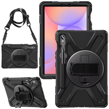 Etui pancerne z uchwytem do Galaxy Tab S10 Lite 10.9/ S10 FE/ S9 FE/ S9/ S8/ S7, ochronne z podstawką, czarne