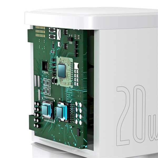 Ładowarka sieciowa szybka zasilacz Baseus Cube 20W USB-C - biała