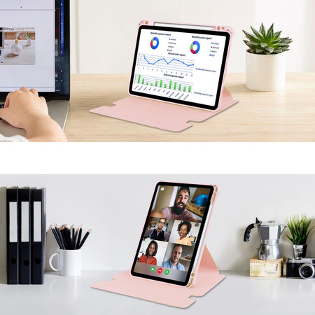 Etui 360 i KLAWIATURA do Apple iPad Air 11 M3 2025/ Air 11 M2 2024 GEN 7, 6, różowe