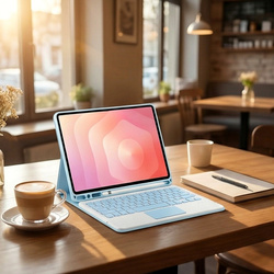 Etui z klawiaturą Bluetooth do Samsung Galaxy Tab A11+ Plus, niebieskie - ochronne z podstawką