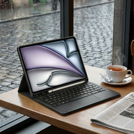 Etui z klawiaturą do iPad Air 11 M3 2025 / Air 11 M2 2024 Gen 7, czarne - ochronne z podstawką