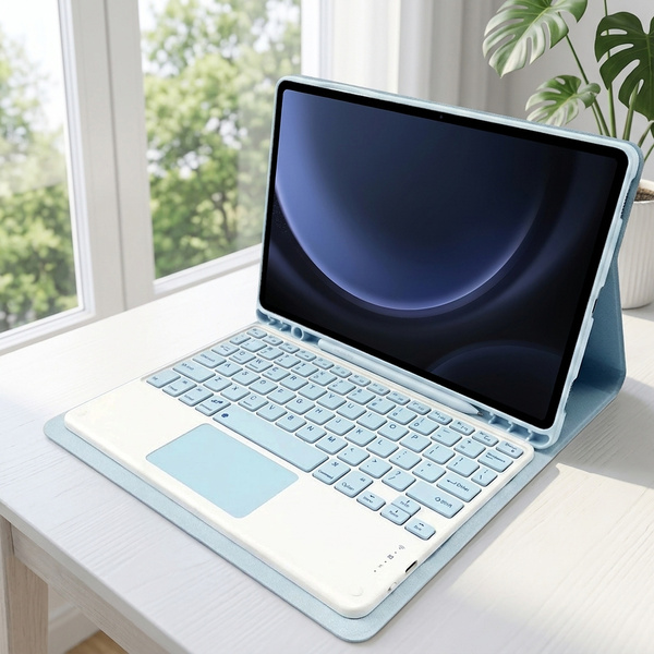 Etui z klawiaturą Bluetooth do Samsung Galaxy Tab S7 / S8 / S9 / S9FE / S10FE / S10 Lite, niebieskie - ochronne