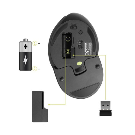 Ergonomiczna mysz komputerowa Delux M618 Silver – pionowa mysz z podstawką pod nadgarstek