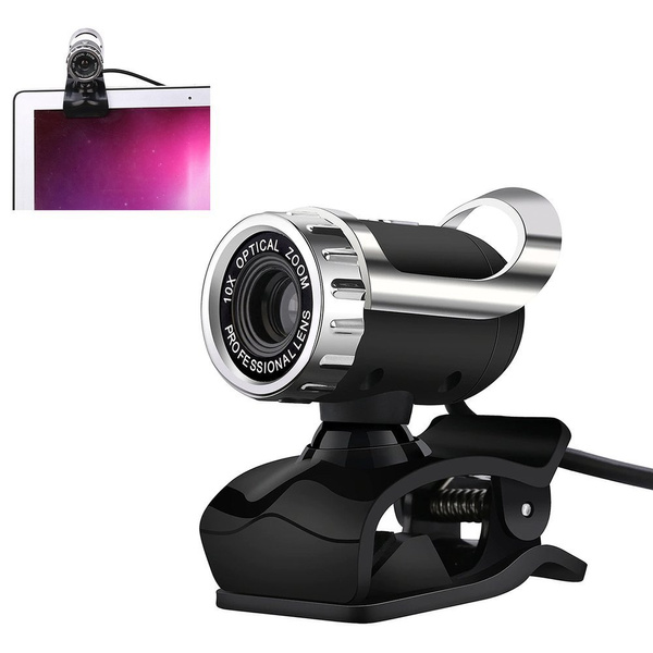 Kamera internetowa mikrofon do lekcji pracy video PC laptop A859 z uchwytem, czarna