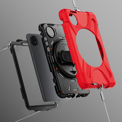 Etui pancerne Shockproof z uchwytem do Xiaomi Redmi Pad SE 8.7 2024 / Redmi Pad SE 8.7, czerwone - ochronne