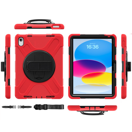 Etui Shockproof z uchwytem do Apple iPad 10.9 2022/11 A16 2025, czerwone