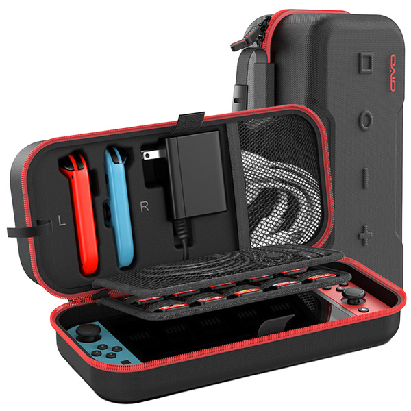 Etui podróżne walizka torba do Nintendo Switch 1, czerwone - ochronne z podstawką, dostęp do portów i przycisków