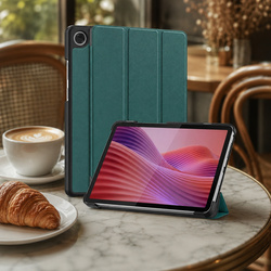 Etui Smart do Lenovo Tab One 8.7 2025 TB305FU TB305XU, ochronne z podstawką - ciemnozielone