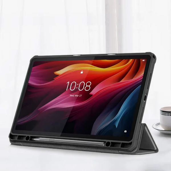 Etui Clear Pencil do Lenovo K11 Plus, czarne - ochronne z podstawką, dostęp do portów i przycisków