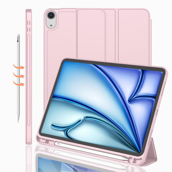 Etui Smart Pencil do iPad Air 11 M3 2025 Gen. 7 / M2 2024 Gen. 6, różowe - ochronne z podstawką
