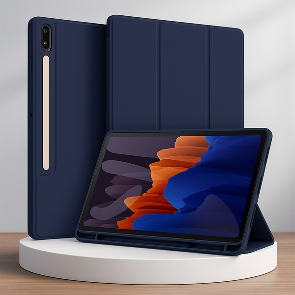 Etui do Galaxy Tab S10 Lite 10.9/S10 FE/S9 FE/ S9/ S8 z miejscem na rysik - granatowe