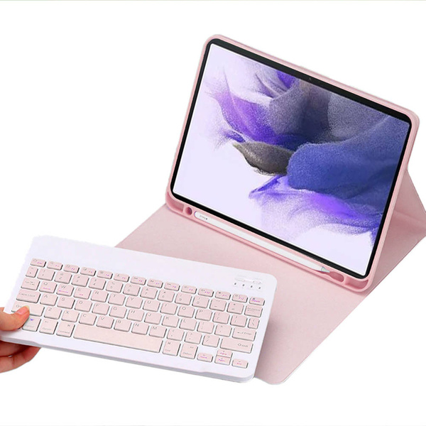 Etui z klawiaturą do Galaxy Tab S7 / S7 Plus 12.4 SM T736 / S7 Plus, różowe - ochronne z podstawką