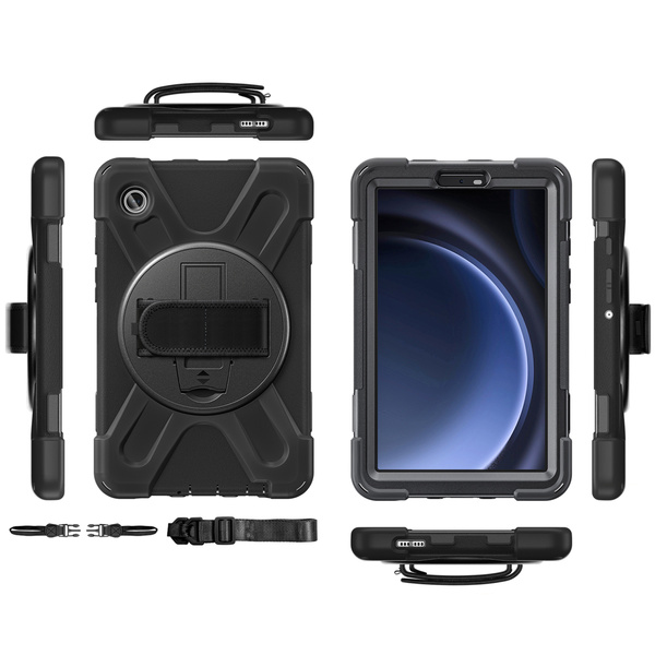 Etui pancerne Shockproof do Samsung Galaxy Tab A9 8 / 8.7 2023, czarne - ochronne z podstawką