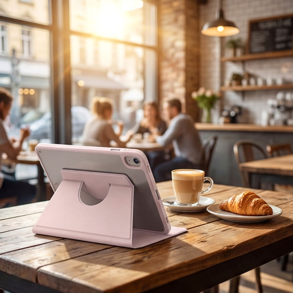 Etui Obrotowe Pencil do iPad 10.9 2022 Gen. 10 / 11 2025 A16 Gen. 11 Wake, różowe - ochronne z podstawką