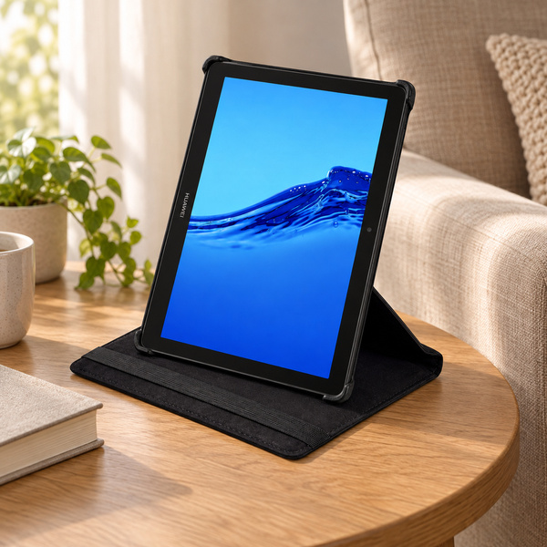 Etui obrotowe do Huawei MediaPad T5 10 10.1 z klapką i podstawką - czarne