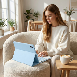 Etui z klawiaturą Bluetooth do Samsung Galaxy Tab S7 / S8 / S9 / S9FE / S10FE / S10 Lite, niebieskie - ochronne