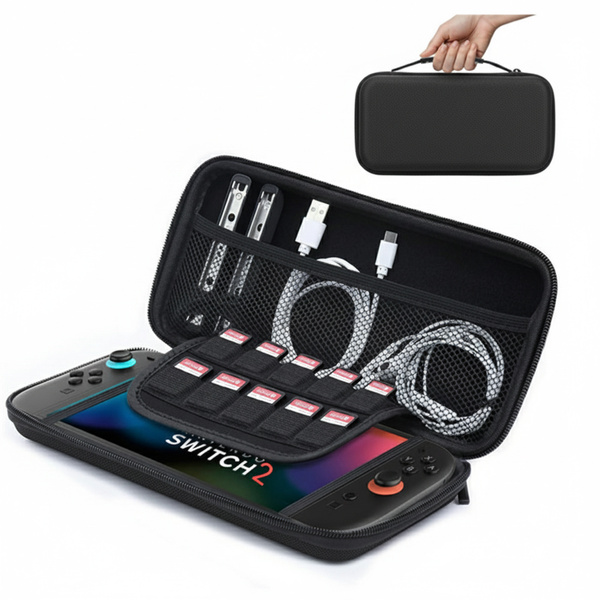 Etui do Nintendo Switch 2 2025 Wzmocnione do konsoli, czarne - ochronne z podstawką, dostęp do portów i przycisków