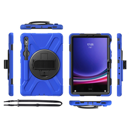 Etui pancerne Shockproof z uchwytem do Samsung Galaxy Tab S9 FE/S9/S10 FE, niebieskie
