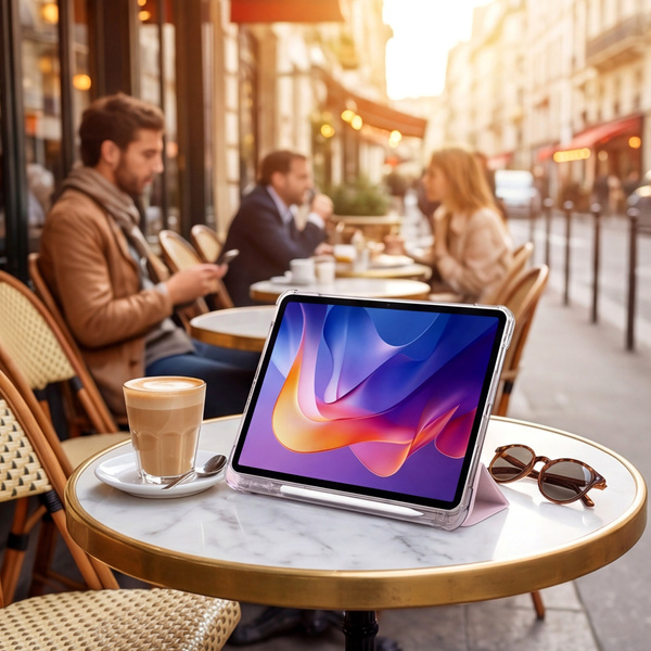 Etui do Xiaomi Redmi Pad 2 11 2025 - przezroczyste z miejscem na rysik i podstawką, różowe