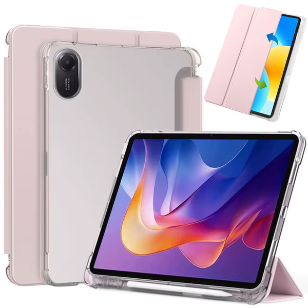 Etui do Xiaomi Redmi Pad 2 11 2025 - przezroczyste z miejscem na rysik i podstawką, różowe