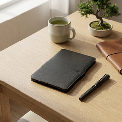Etui do Kindle Paperwhite 1 2 3, czarne - ochronne z podstawką, dostęp do portów i przycisków