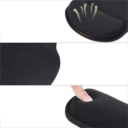 Zestaw ergonomicznych żelowych podkładek Strado - 3 sztuki (Czarny)