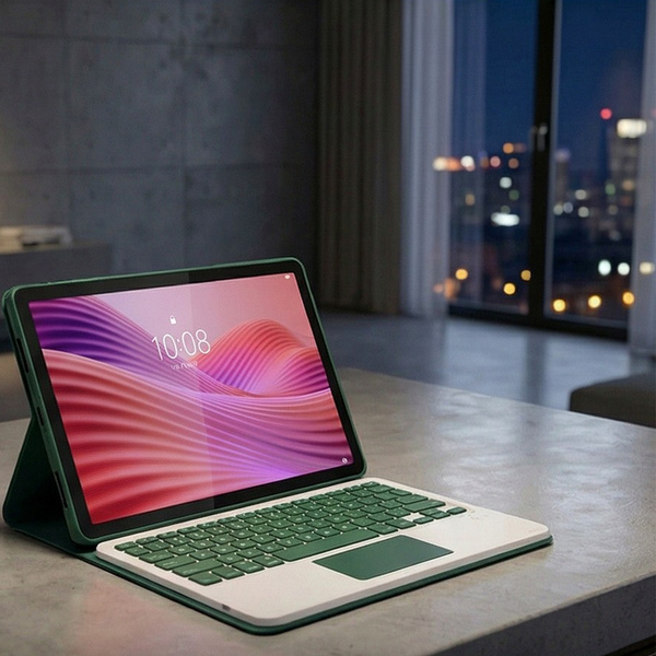 Etui z klawiaturą touch do Lenovo Tab 10.1 2025, zielone - ochronne z podstawką