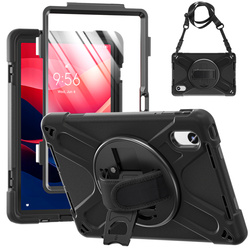 Etui Shockproof z uchwytem do Lenovo Tab M11 10.95, czarne - ochronne z podstawką, dostęp do portów i przycisków