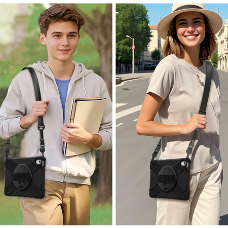 Etui Shockproof z uchwytem do Apple iPad 10.9 2022 / 11 A16 2025 / Apple iPad 10.9 / Apple iPad 11, czarne - ochronne
