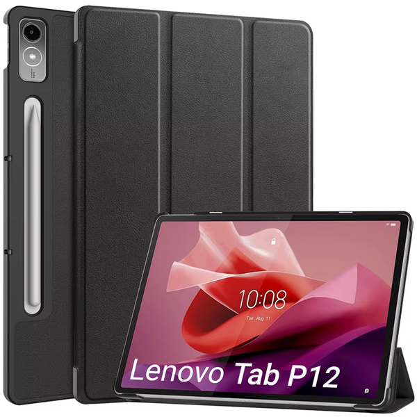Etui Smart Case do Lenovo Tab P12 12 / Tab P12 TB370, czarne - ochronne z podstawką, dostęp do portów i przycisków
