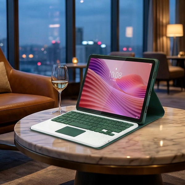 Etui z klawiaturą touch do Lenovo Tab 10.1 2025, zielone - ochronne z podstawką