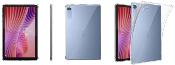 Etui Silikonowe do Lenovo Tab 10.1 2025, przezroczyste - ochronne z podstawką, dostęp do portów i przycisków
