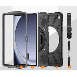 Etui pancerne Armor z uchwytem do Galaxy Tab A9 Plus 11 X210 / X215 / X216, czarne - ochronne