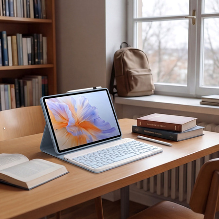 Etui z klawiaturą Bluetooth do Redmi Pad 2 PRO 2025, niebieskie