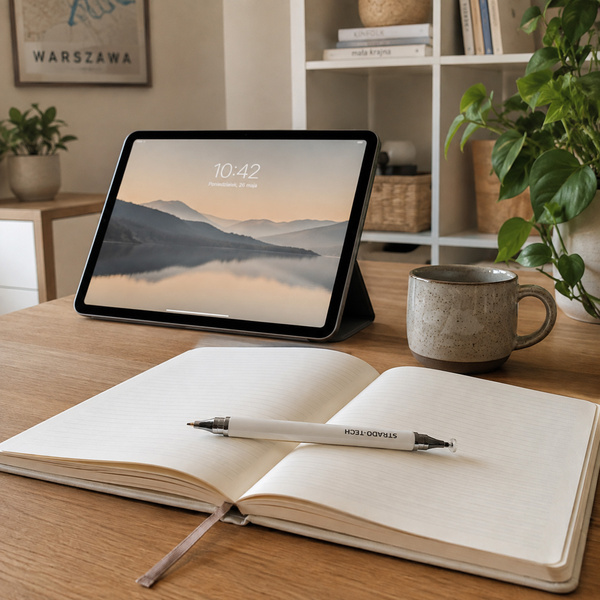 Precyzyjny rysik 2w1 z długopisem stylus pen do tabletu telefonu, biały