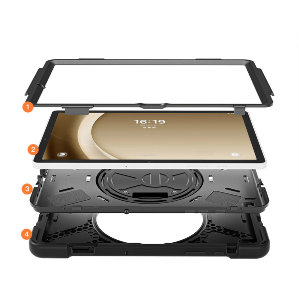 Etui Shockproof do Samsung Galaxy Tab A9 Plus 11 2023 X210 X215 X216, czarne - ochronne z podstawką