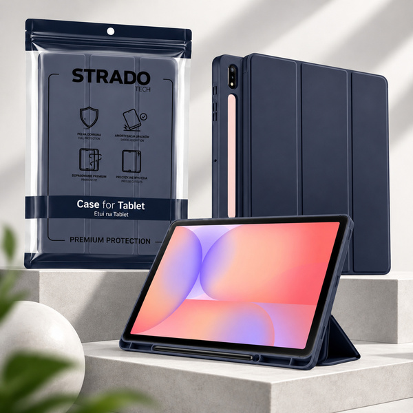 Etui do Galaxy Tab S10 Lite 10.9/S10 FE/S9 FE/ S9/ S8 z miejscem na rysik - granatowe