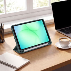 Etui Clear Pencil do Galaxy Tab A11 X135/ X133 A9 SM-X110/ SM-X115, uchwyt na rysik, ciemnozielone