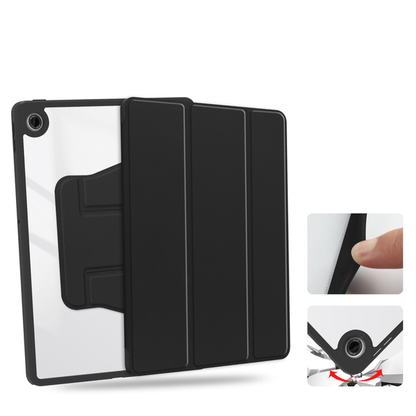 Etui 360 Crystal do Lenovo Tab 10.1 2025, czarne - ochronne z podstawką, dostęp do portów i przycisków