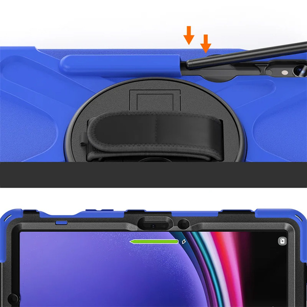 Etui Armor z uchwytem do Galaxy Tab S9 / S10 FE / Galaxy Tab X716B / Galaxy Tab X510, granatowe - ochronne