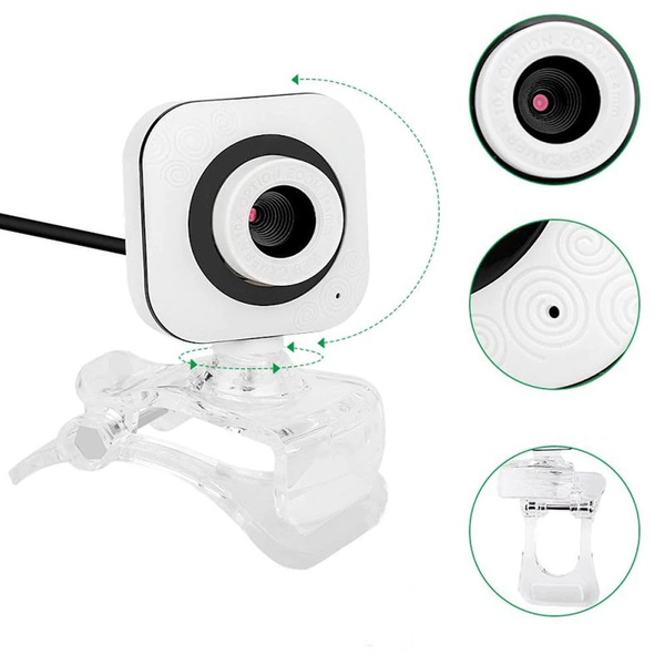 Kamera internetowa mikrofon do lekcji pracy video PC laptop 8812 z uchwytem, czarna