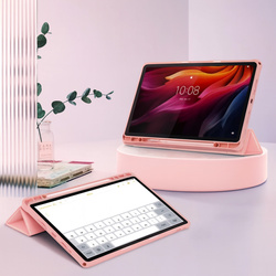 Etui z klapką Clear do Lenovo Tab K11 Plus 11.45 / Lenovo K11 Plus, różowe - ochronne z podstawką