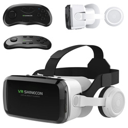 Okulary VR 3D do wirtualnej rzeczywistości gogle Shinecon G04BS + słuchawki + Pad Bluetooth - do smartfona