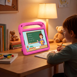 Etui ochronne z uchwytem do Lenovo Tab One 8.7 2025 TB305FU TB305XU, różowe, z podstawką