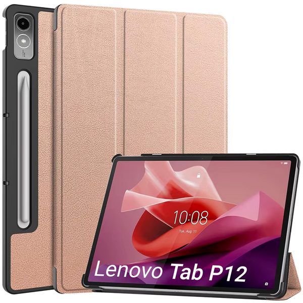 Etui Smart Case do Lenovo Tab P12 12.7 TB370 2023 / Tab P12 TB370, różowe - ochronne z podstawką