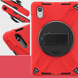 Etui Shockproof z uchwytem do Lenovo Tab M11 10.95, czerwone - ochronne z podstawką, dostęp do portów i przycisków
