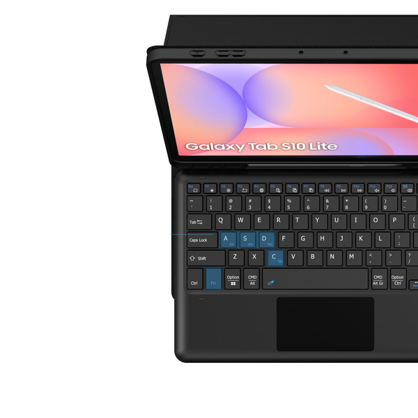 Etui z klawiaturą Bluetooth do Samsung Galaxy Tab S7 / S8 / S9 / S9FE / S10FE / S10 Lite, czarne - ochronne