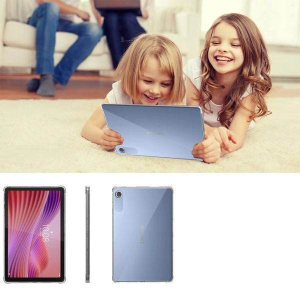 Etui Silikonowe do Lenovo Tab 10.1 2025, przezroczyste - ochronne z podstawką, dostęp do portów i przycisków